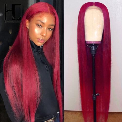 Burgundy Red Lace Front Human Hair Wigs Straight Colored Human Hair Wigs For Black Women Inch Pre plucked Lace Front Wig