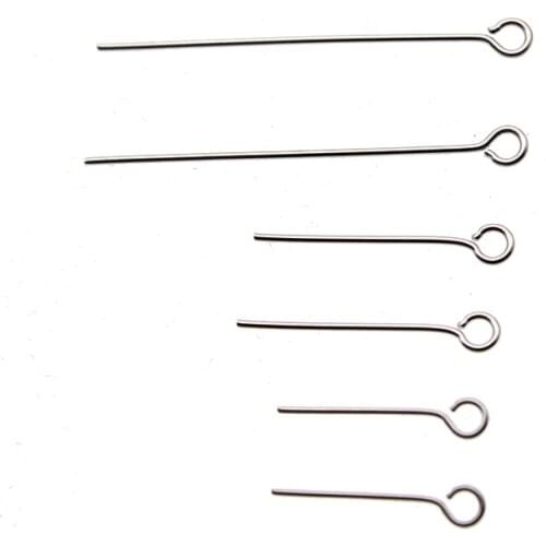 100pc 15 20 30 40 60 70 mm Stainless Steel Heads Eye Pins For Jewelry Making DIY Earring Bracelet Necklace Findings Accessories