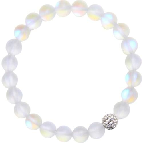 Natural Crystal Bead Bracelet Moonstone Stretch Wrist Bracelet Round Beads String Energy Stone Beads Jewellery For Women