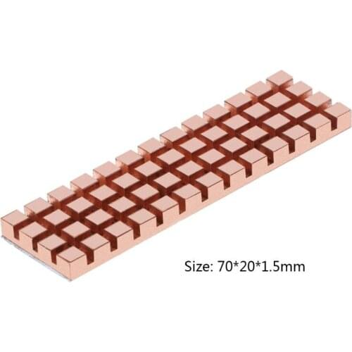 Pure Copper Heatsink Cooler Heat Sink Thermal Conductive Adhesive for M.2 NGFF 2280 PCI-E NVME SSD 70x20MM Thickness 1.5/2/3/4MM