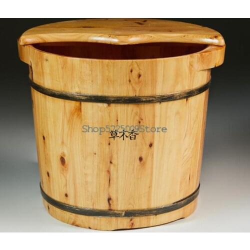 Foot Soaking Bucket Wooden Dormitory Foot Soaking Basin Wooden Bucket Foot Washing Basin Solid Wood Health Bucket Girls Small F