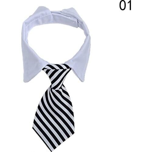 Pet Bow Dog Cat Striped Tie Animal Bowtie Collar Formal Adjustable Neck White Dog Necktie For Party Wedding Necktie Dog Supplies