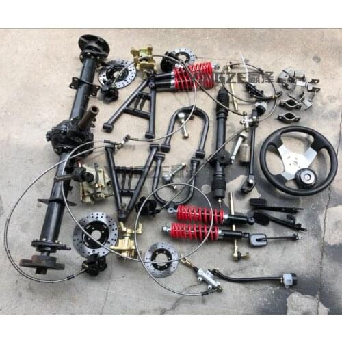 GO KART KARTING ATV UTV 100/14MM Steering Gear Rack Pinion Tie Rod Reverse Gear Disc Brake Pump With Rear Axle Differential