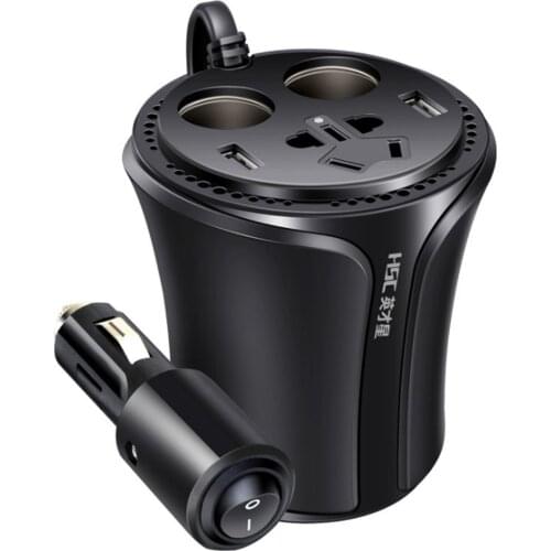 HSC-108A Car Power Inverter Multifunction Cup Shape Car Charger 3.1A Cigarette Lighter Socket Splitter With Independent Switch