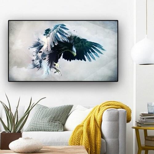 100x180cm Abstract Watercolor Brid Eagle Landscape Oil Painting Print on Canvas Art Animal Poster Wall Picture for Living Room