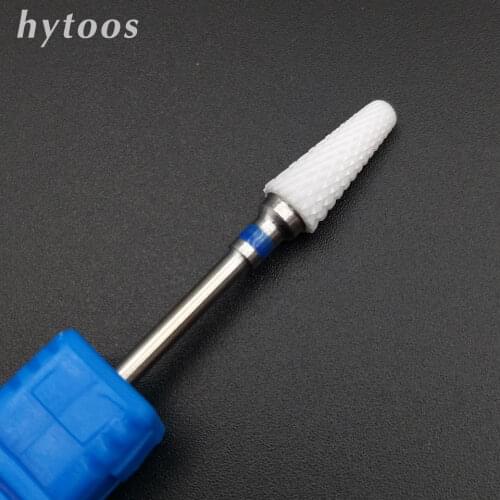 HYTOOS Ceramic Burr Nail Drill Bit 3/32" Rotary Milling Cutter Bits For Manicure Electric Nail Drill Accessories-L0614T