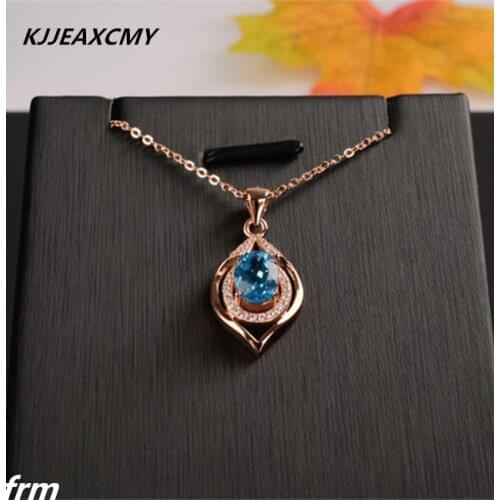 KJJEAXCMY boutique jewelry,Natural Blue Topaz female models necklace pendant 925 silver inlaid