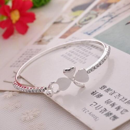 Creative Jewelry Women Fashion Jewelry Clover Diamond Bracelet Casual Clover Heart-shaped Diamond Bracelet Gifts For Women