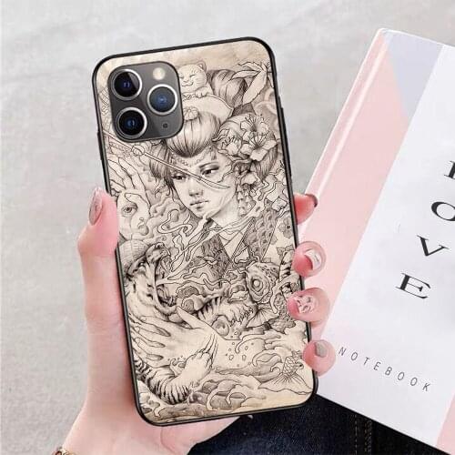 Irezumi soft TPU border phone case for iphone 11PRO MAX 11 X XS XR XSMAX 6 plus 7 7plus 8 8plus cover