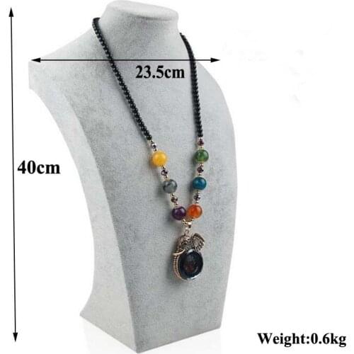 New Arrival Luxury Gray Velvet Necklaces Pendants Display Bust Stand Show Scarf Hair Band Holder 5 Sizes Option Wholesale Price