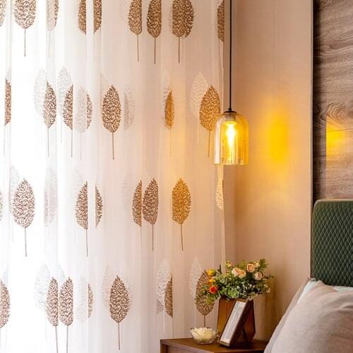 Leaves Solid White Tulle Sheer Window Curtains for Living Room the Bedroom Modern Tulle Voile Organza Curtains Fabric Drapes