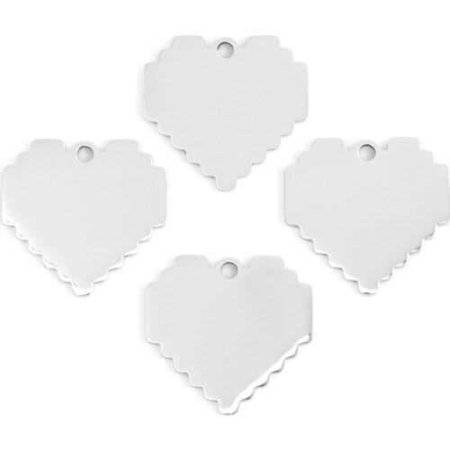 10pcs Stainless Steel Heart pendant Sawtooth shape Heart for DIY jewelry make both sides mirror polished blank charm