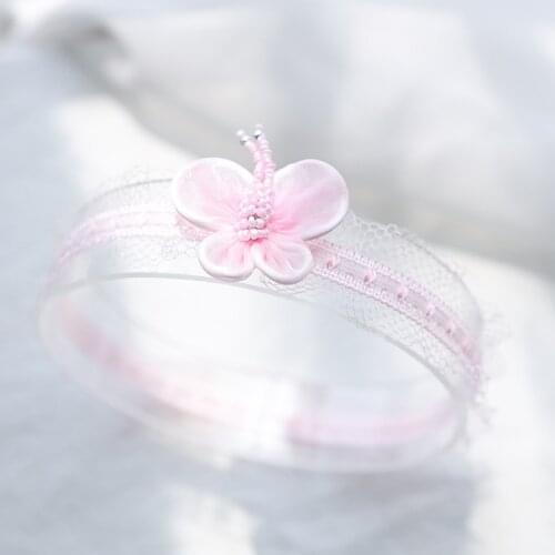 Oaoleer 2021 New Handmade Lace Butterfly Headbands Hair Band Lace Elastic Newborn Headbands Children Girls Hair Accessories