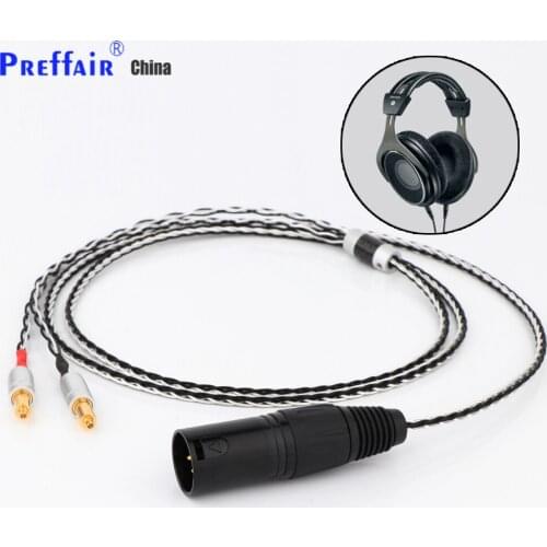 Preffair 1PC 2.5mm 4.4mm XLR 3.5mm 8 Core Silver Plated Black Earphone Cable For Shure SRH1540 SRH1840 SRH1440