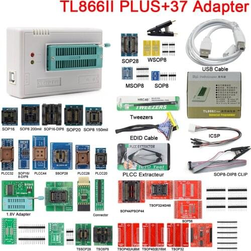 Best Price XGECU 100% Original XGecu Pro TL866ii Plus V10.8 +37Adapters EEPROM Universal Bios USB programmer