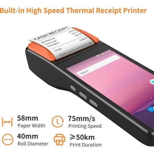 Aibecy Handheld Smart PDA Terminal POS Receipt Printer Android 7.1 Support 4G WiFi BT GPS NFC Function 1D 2D Barcode Scanner