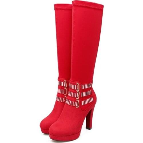 Big Size thigh high boots knee high boots over the knee boots women ladies boots Elastic buckle sleeve