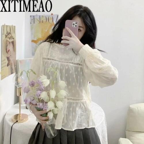 Za Women Ruffle Shirt Fashion Ladies Loose Female Autumn Vintage Ruffled Shirt Girls Chic Chiffon Embroidered Pullover