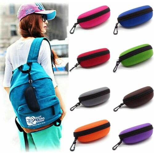 Portable Zipper Eye Glasses Box Sunglasses Clam Shell Hard Eyewear Case Protector Bag Black Blue Gray Red