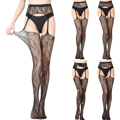 Womens Long Tube Suspender Sexy Socks Open File Sexy Panties Silk Stockings Lace Stocking Apparel Sexy Fishnet Stocks 2021 New