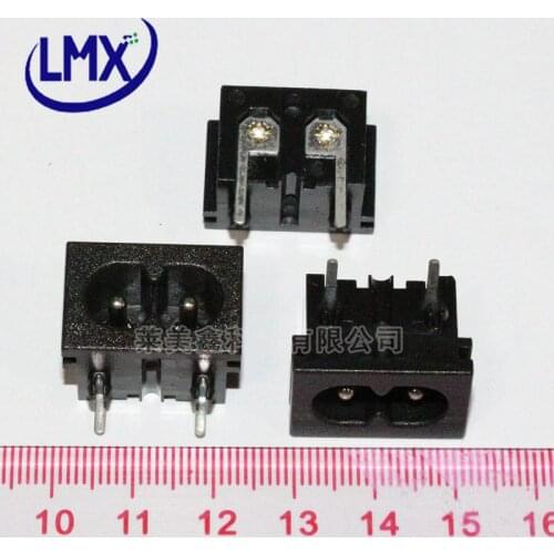 10Pcs/lot AC 250V 2.5A IEC320 C7 Socket Soldering 2Pins Screw SMT Power Connector IEC320 90degree free shipping
