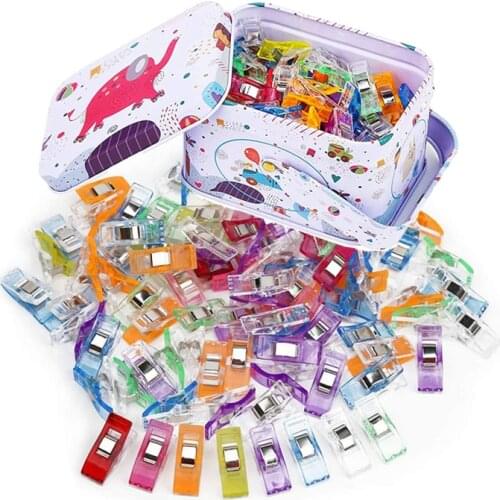 Kaobuy 100 Pcs Mini Sewing clips Multicolor Quilt Binding Plastic Clips DIY Patchwork Fabric Clip Quilting Sewing Accessories