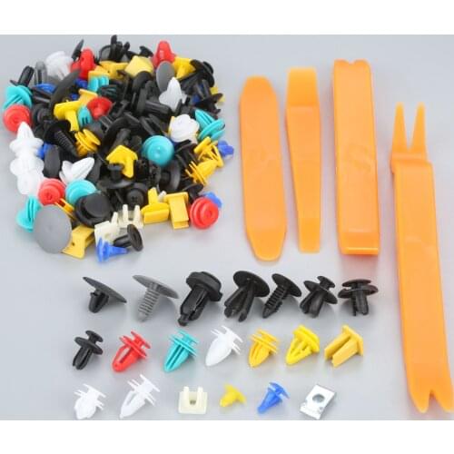 200Pcs 20kinds Universal Door Bumper Panel Fender Retainer Fastener Rivet Plastic Clip+Car Door Auto Fastener Pliers Tool kit