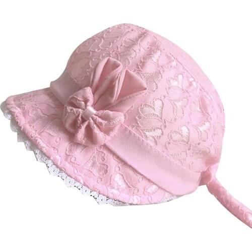 2018 Popular Flower Summer Princess Baby Girl Lace Heart Bowknot Beach Bucket Sun Protection Hat