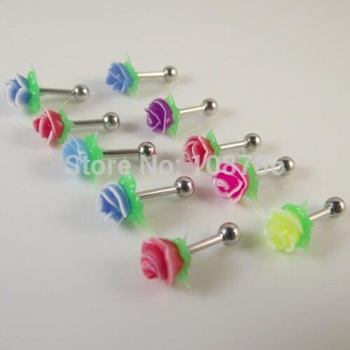 5pcs/lot Rose Flower Tragus Piercing Cartilage Earring 316L stainless steel body piercing jewelry barbell