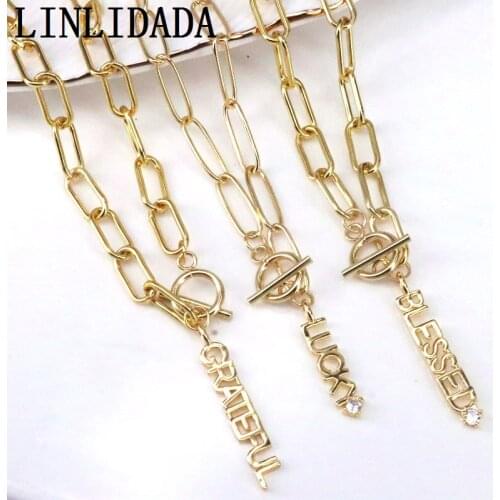 5Pcs Lucky Grateful Blessed Letter Pendants Necklaces For Women Fashion Toggle Clasp Gold Color Choker Necklace Jewelry Gifts