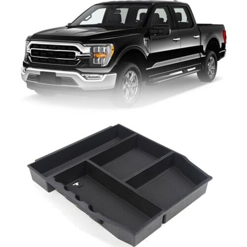 Car Armrest Box Storage for Ford F150 F-150 2021 Accessories Organizer Center Console Tray Box Black