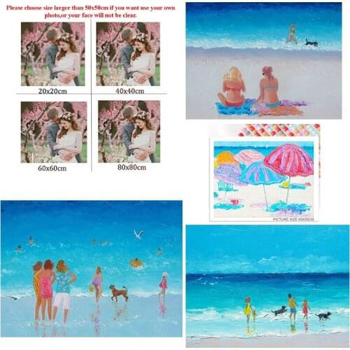 Diy Diamond Painting Custom Figures Painting Family Seaside Holiday Square Diamond Round Diamond Cross Stitc Mosaic Home Decora