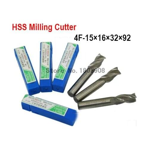 Free delivery 4 slot 2PCS M15.0 high speed steel straight shank vertical milling cutter milling cutter of end milling cutter