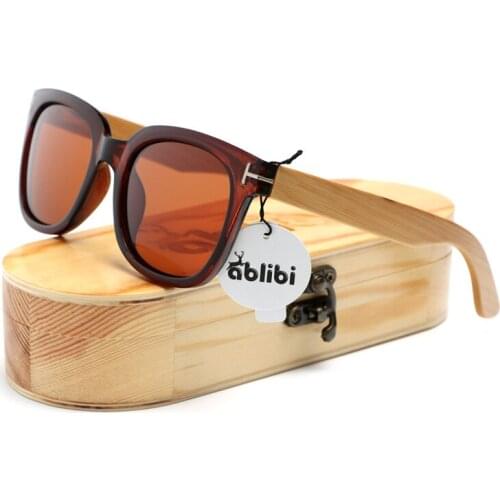 Ablibi Top Brand Designer Bamboo Wooden Sunglasses Womens Polarized Gold Coating Lenses Eyewear In Wood Box
