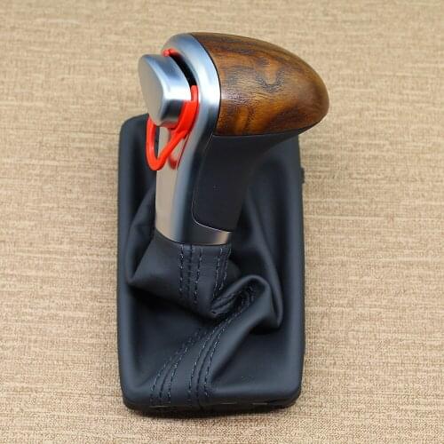 Wood Chrome Gear Shift Knob Leather Gaiter Boot AT LHD Only For Audi A3 A4 B8 A5 A6 C6 Q5 Q7 2009 2010 2011 2012 2013