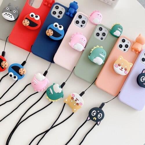 Dinosaur Corgi Grip Stand Holder Rope Case For Samsung Galaxy A 01 11 21 31 41 81 91 51 71 72 12 52 32 42 02s