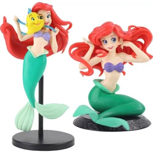 Disney Q Posket Princess Toys Ariel Little Mermaid Dolls 13-22cm Pvc Action Figure Model Doll Toy Cake Decoration For Kid Gift