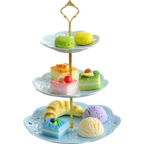European Pink Hollow Ceramic Three-layer Fruit Plate Cake Dish Afternoon Tea Snack Tray Buffet Display Stand Table Decoration