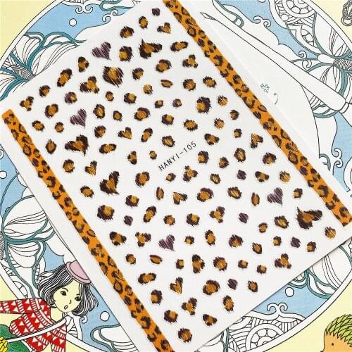 HANYI-105 HANYI-379 Leopard print Leopard Shards 3D Back glue Nail Art Stickers Decals Sliders Nail ornament decoration