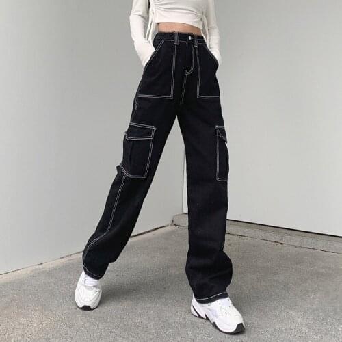 Hirigin Summer Women K-POP Street Straight Pants Capris 2021 Ladies Casual Club OL High Waist Denim Trouser With Pockets