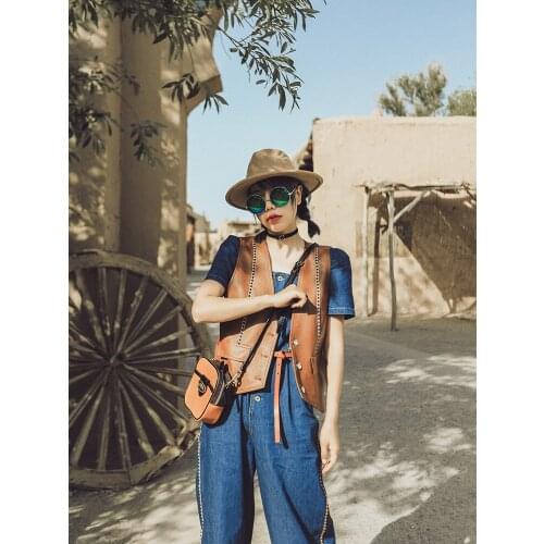 IRINAMS079 Spring Summer 2021 Original Design New Arrivals Vintage PU Leather Vest Women