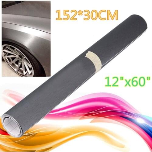 JX-LCLYL 12"x60" Gray Brushed Aluminum Car Vinyl Wrap Film Sticker Decal Sheet