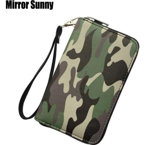 Camouflage Wristband Women Wallet Female PU Leather Large Capacity Zipper Wallets Coin Purse Multi-card Holder Handy Carteira