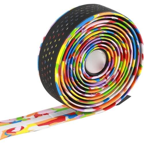 2Pcs Road Bike Bicycle Handlebar Grip Wrap Anti-slip Strap Colorful Tape Belt