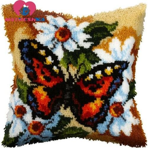 Butterfly carpet embroidery sale sets cross-stitch pillow latch hook pillow embroidery carpet do it yourself diy rugs needlework