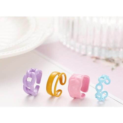 HaHaGirl Trendy Colourful Transparent Resin Acrylic Ring For Women Korean Creative Geometric Irregular Rings Jewelry Accessories