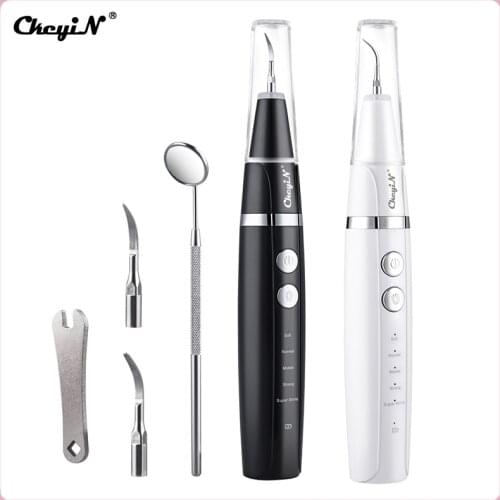 CkeyiN Teeth Whitening Cleaning Kit Dental Calculus Remover Electric Ultrasonic Vibration Tooth Cleaner Mouth Mirror Oral Care