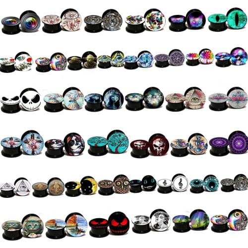 TIANCIFBYJS Acrylic UV Screw Logo Ear Gauges Plugs Expanders Earring Stretching Kit Piercing Body Jewelry Flesh Tunnels 2pcs