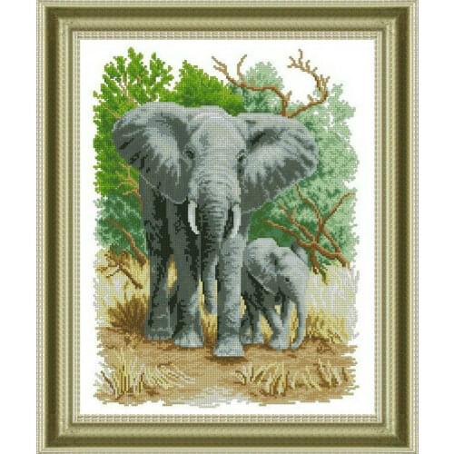 Golden panno,Needlework,DIY DMC Cross stitch,Sets For Embroidery kit 11ct printed cotton thread Animal Elephant Cross-Stitching