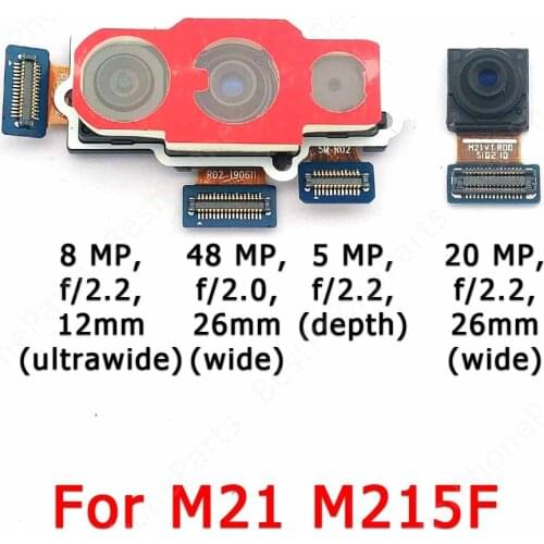 Original Rear Front Camera For Samsung Galaxy M21 M215F Frontal Back Facing Small Selfie Camera Module Flex Repair Spare Parts